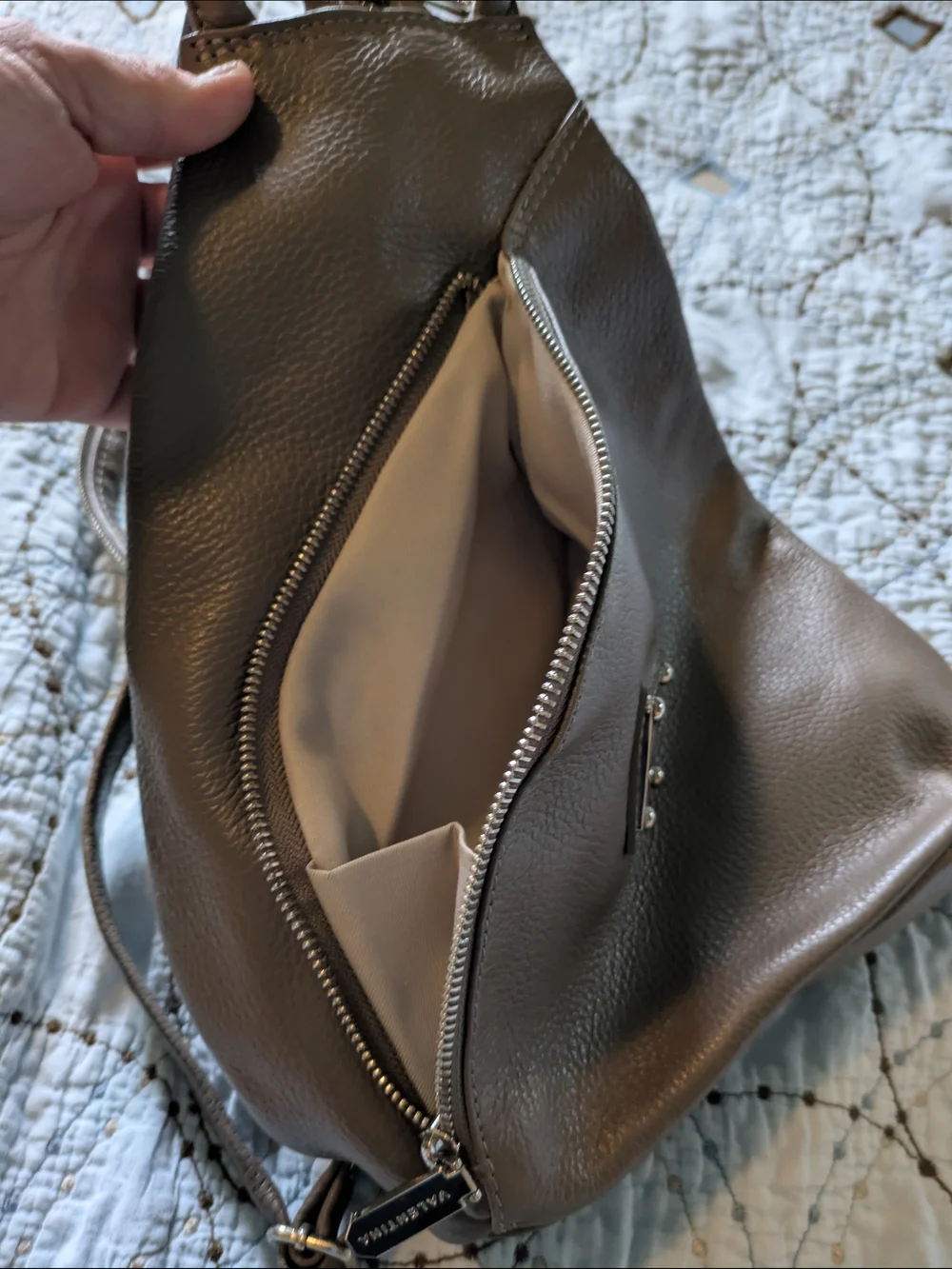 Valentina Leather Backpack In Gray. Very Good Condition.